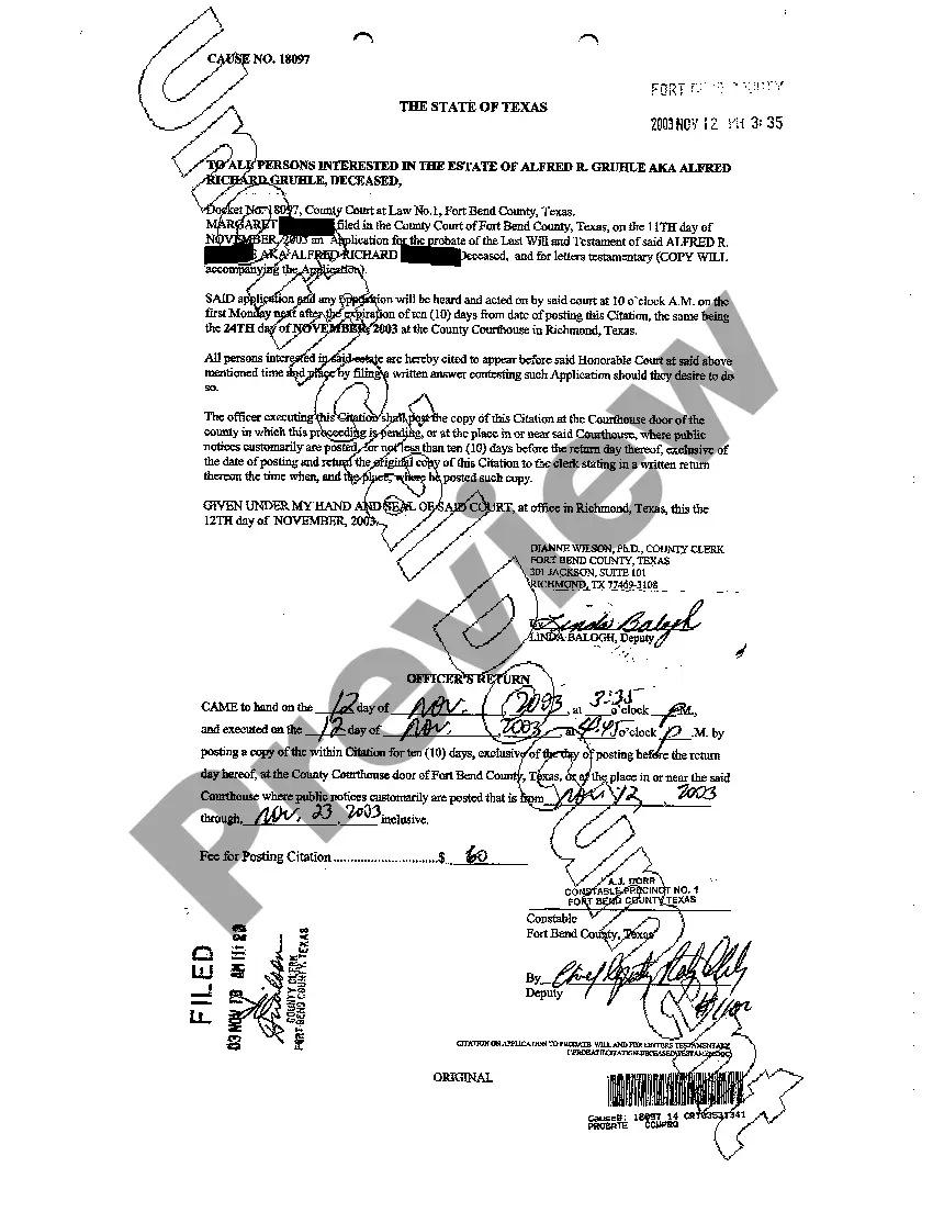 Preview Application for Probate of Foreign Will