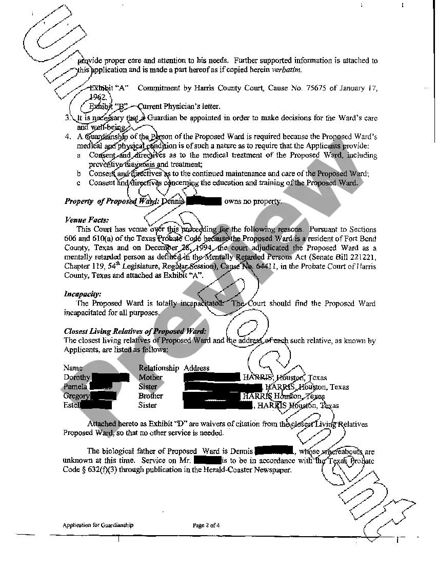 Preview Application for Appointment of Permanent Guardian for Incapacitated Adult