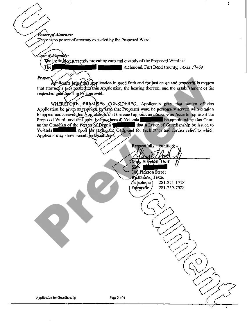 Preview Application for Appointment of Permanent Guardian for Incapacitated Adult