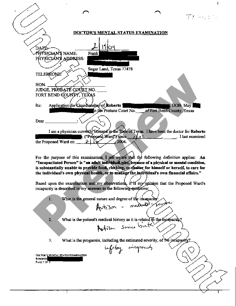 Texas Application For Guardianship Of The Person Texas Guardianship Application Form Us 5488