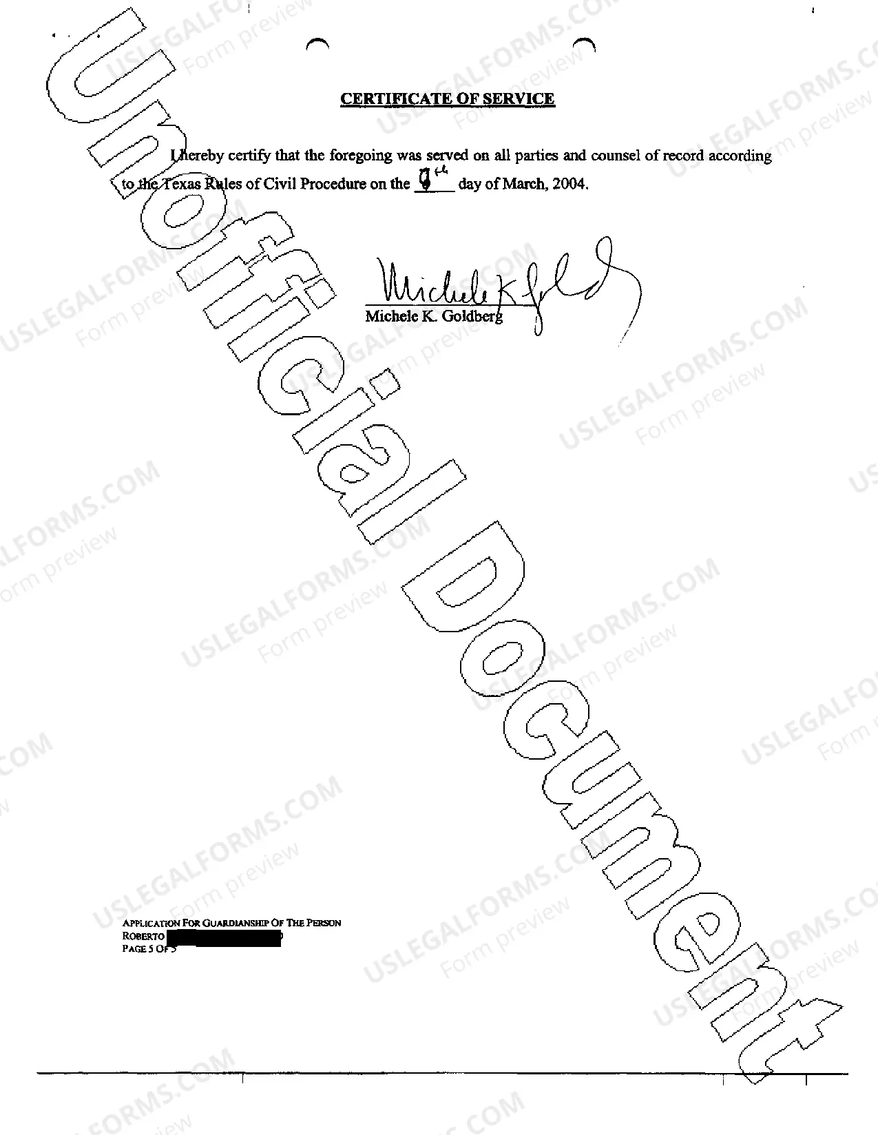 Preview Application for Guardianship of the Person