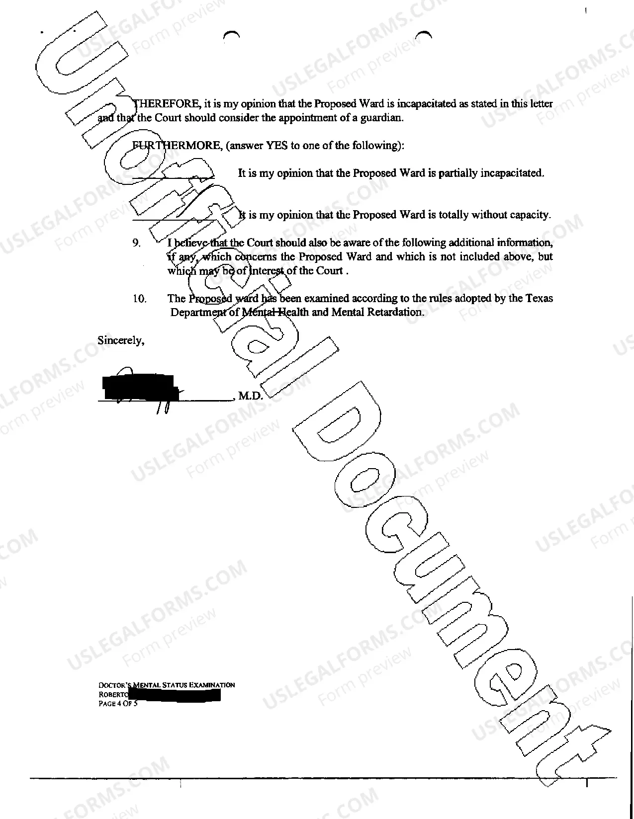 Preview Application for Guardianship of the Person