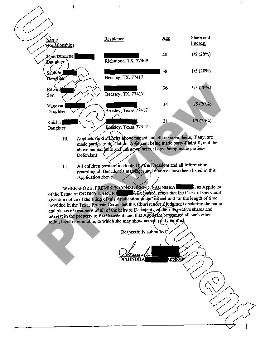 Get Application for Determination and Declaration of Heirship or Descent Preview Application for Determination and Declaration of Heirship or Descent