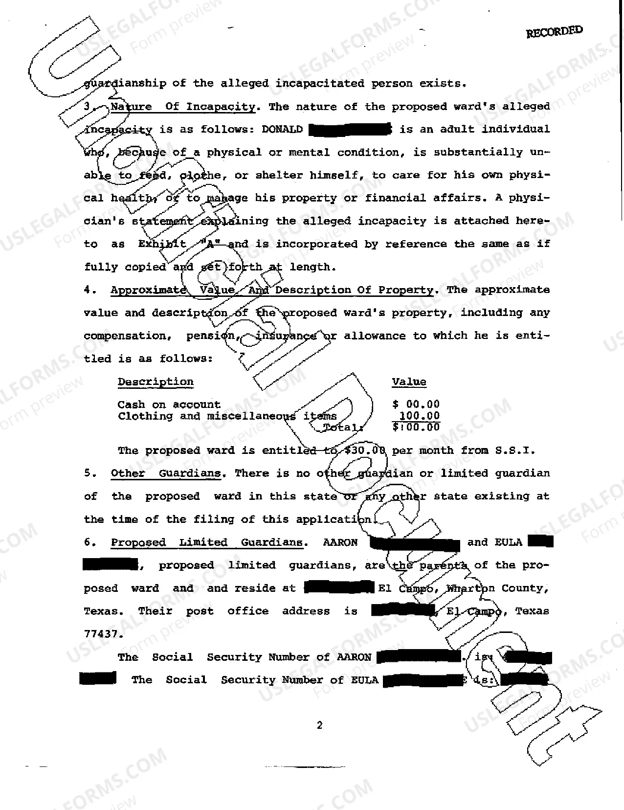 Preview Application for Appointment of A Limited Guardian