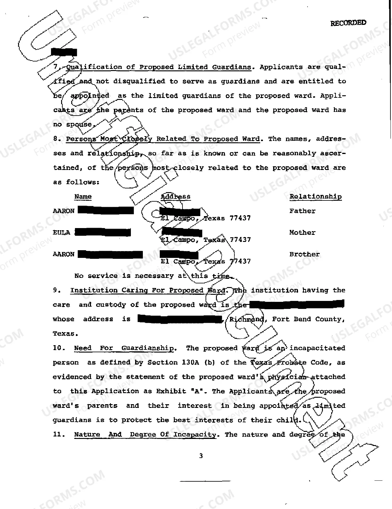 Preview Application for Appointment of A Limited Guardian