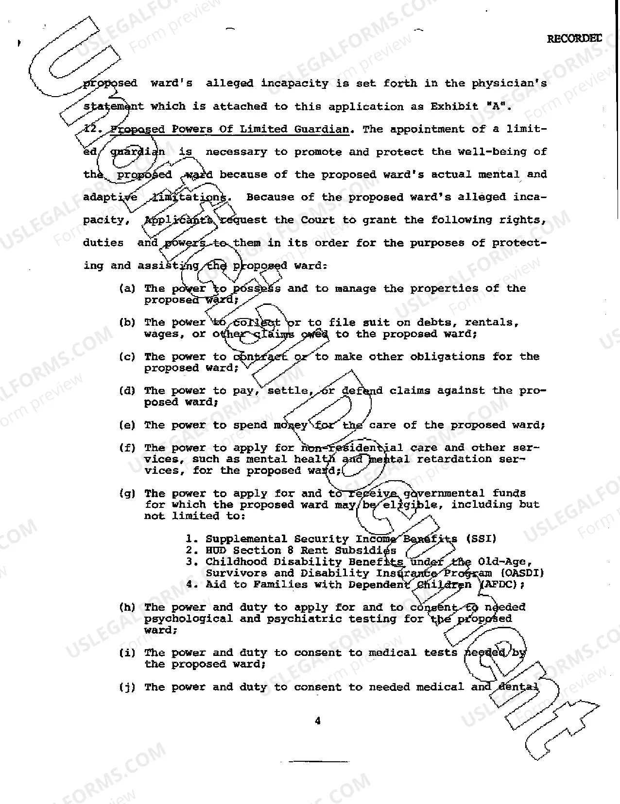 Preview Application for Appointment of A Limited Guardian