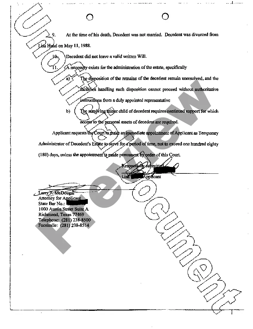 Get Application for Temporary Administration Preview Application for Temporary Administration