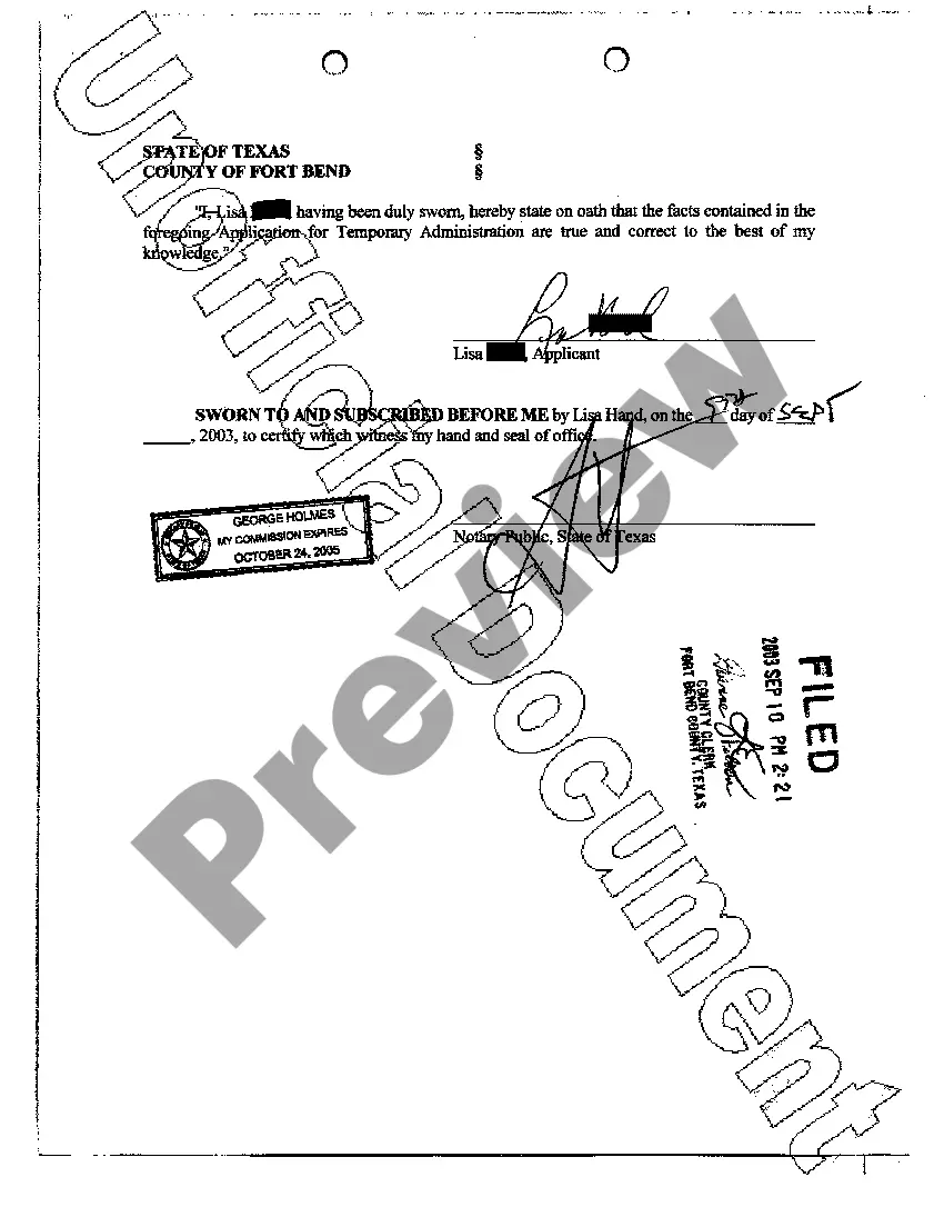 Get Application for Temporary Administration Preview Application for Temporary Administration