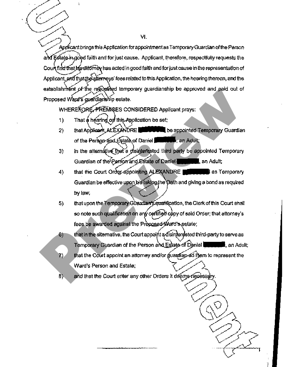 Texas Application for Appointment of Temporary Guardian - Temporary ...