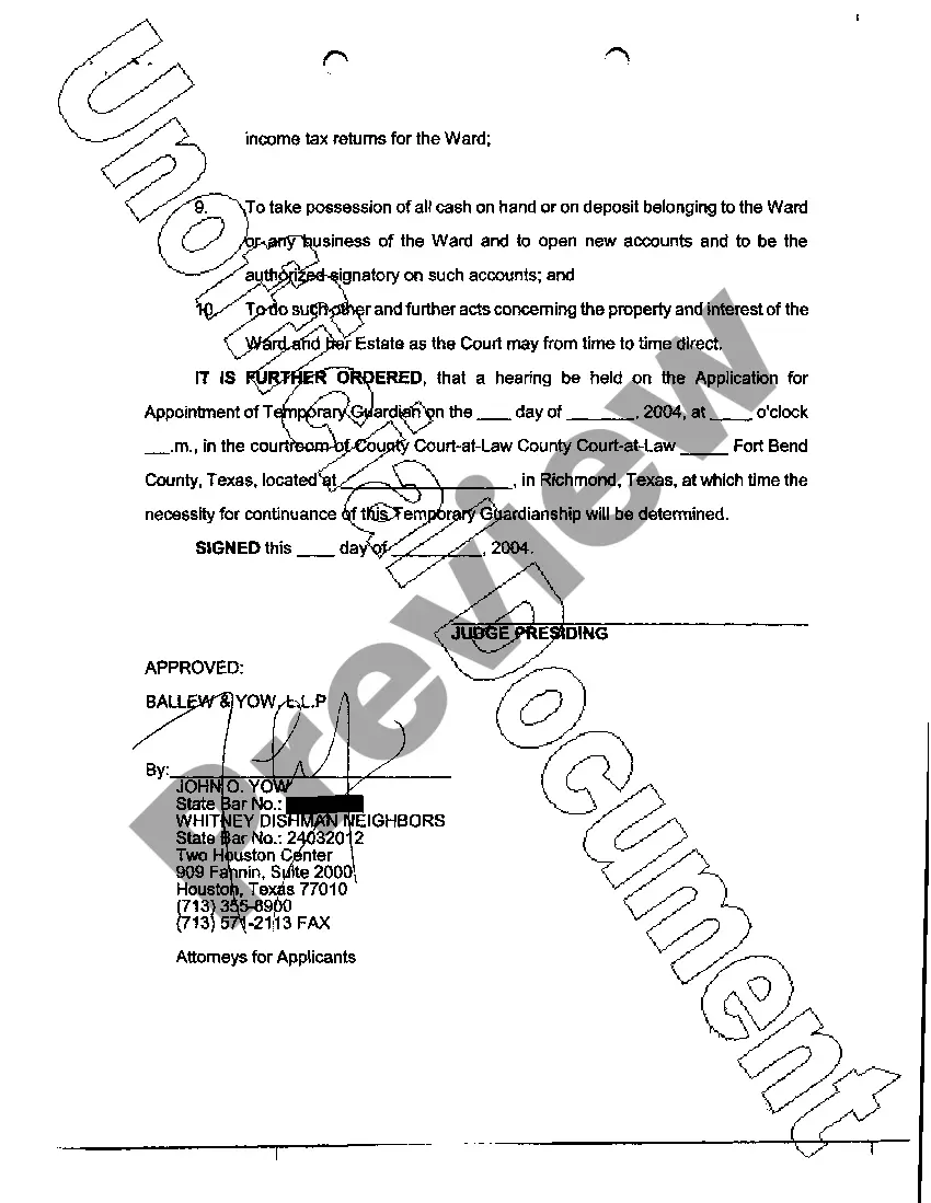 Preview A08 Order Appointing Temporary Guardian of the Person and Estate