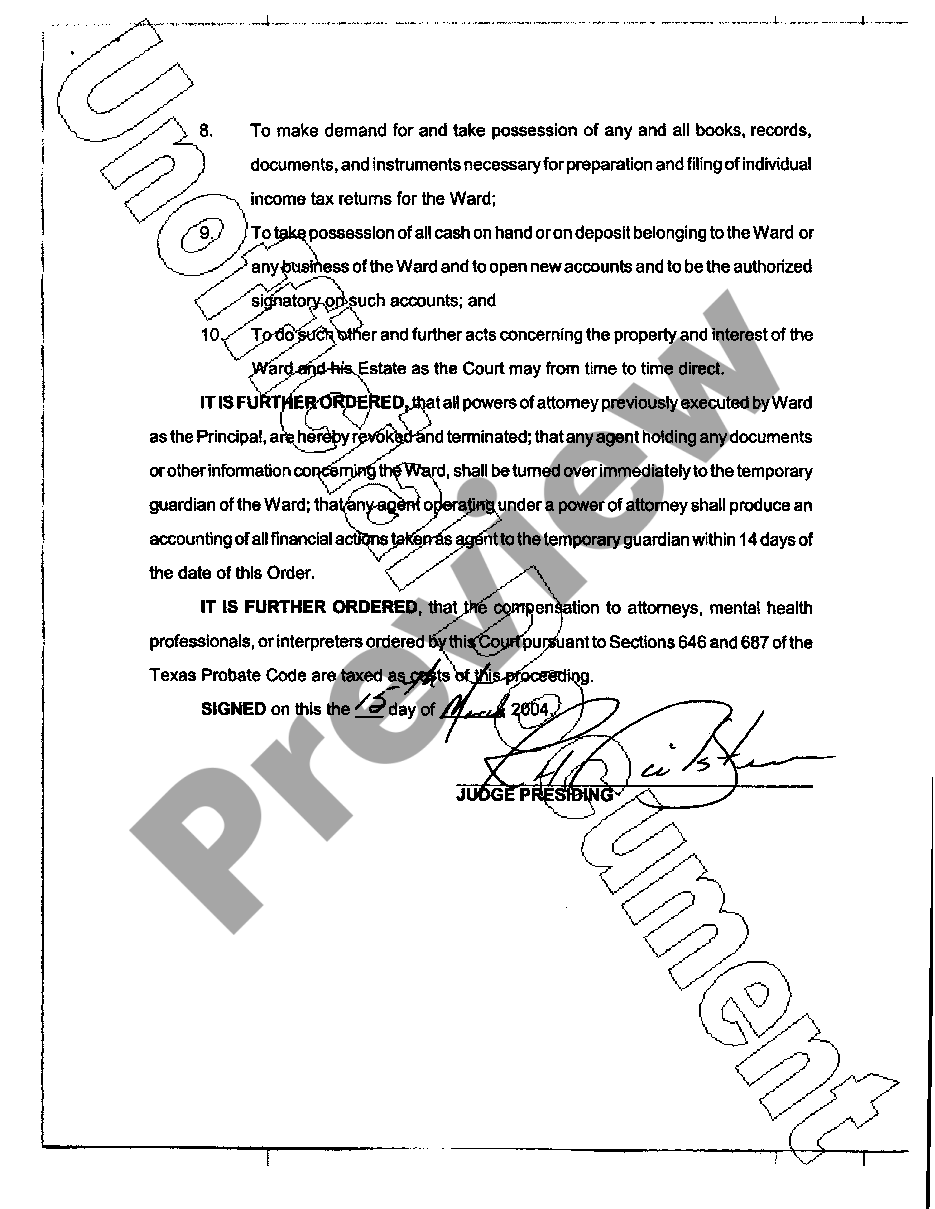 Application For Temporary Guardianship Texas Us Legal Forms 5745