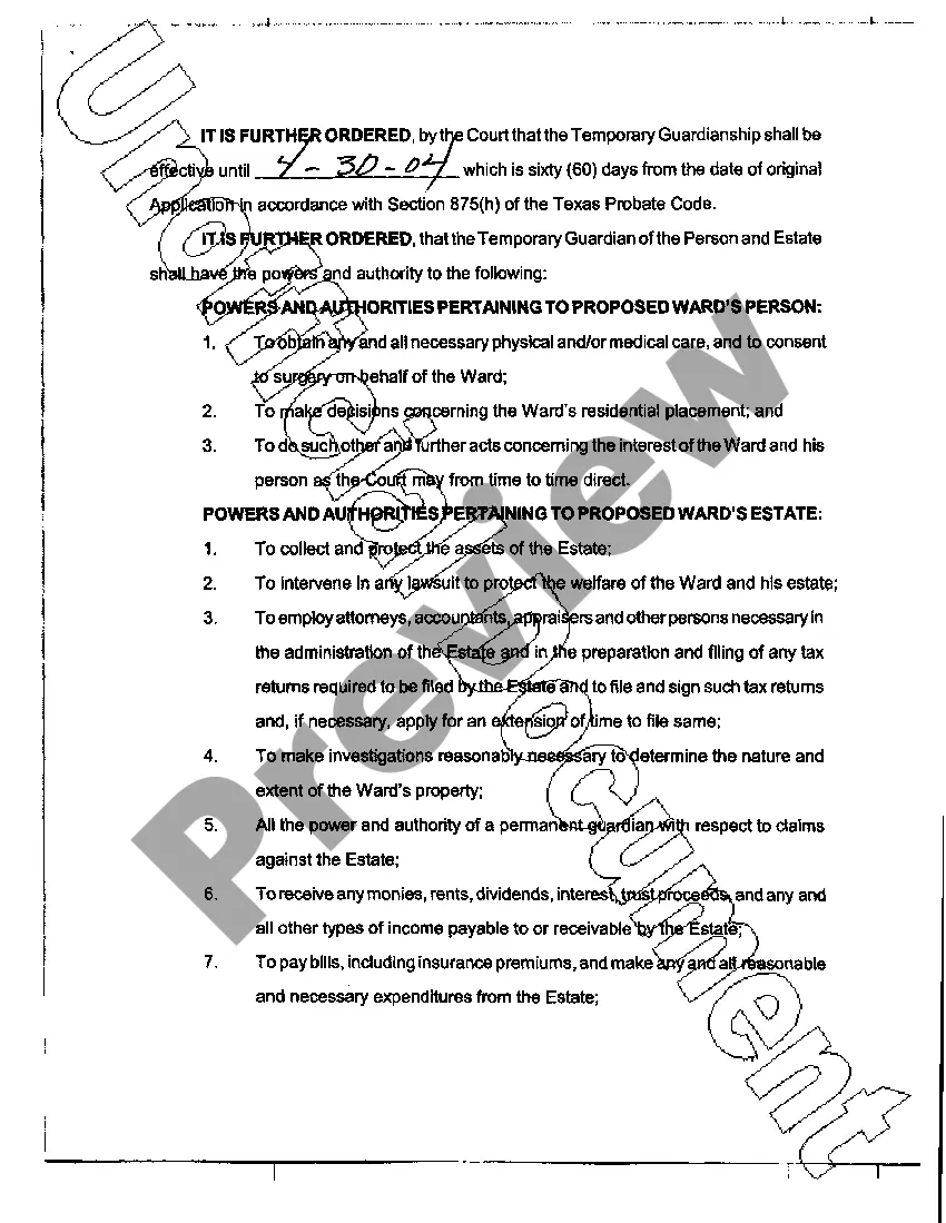 Preview A14 Order Confirming Appointment of Temporary Guardianship
