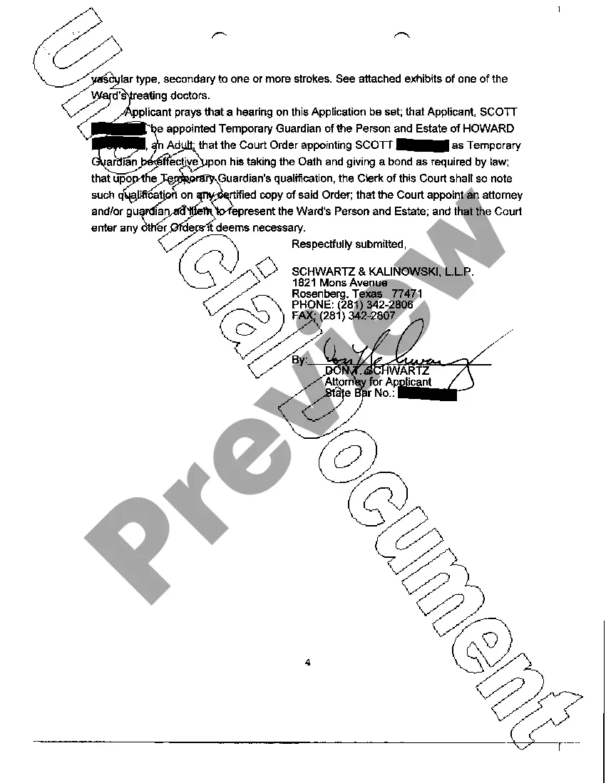 Get Application for Appointment of Temporary Guardianship Preview Application for Appointment of Temporary Guardianship