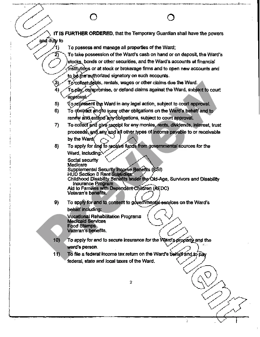 Get Order Appointing Temporary Guardian Preview Order Appointing Temporary Guardian
