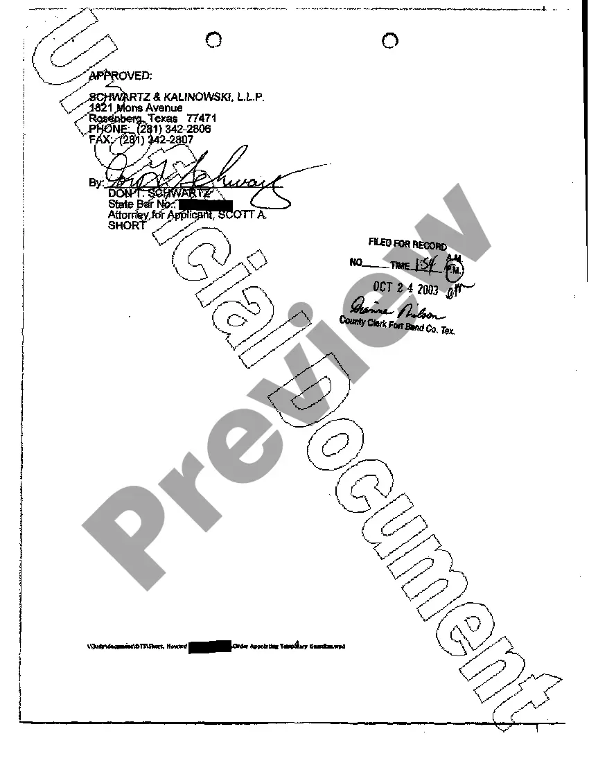 Get Order Appointing Temporary Guardian Preview Order Appointing Temporary Guardian