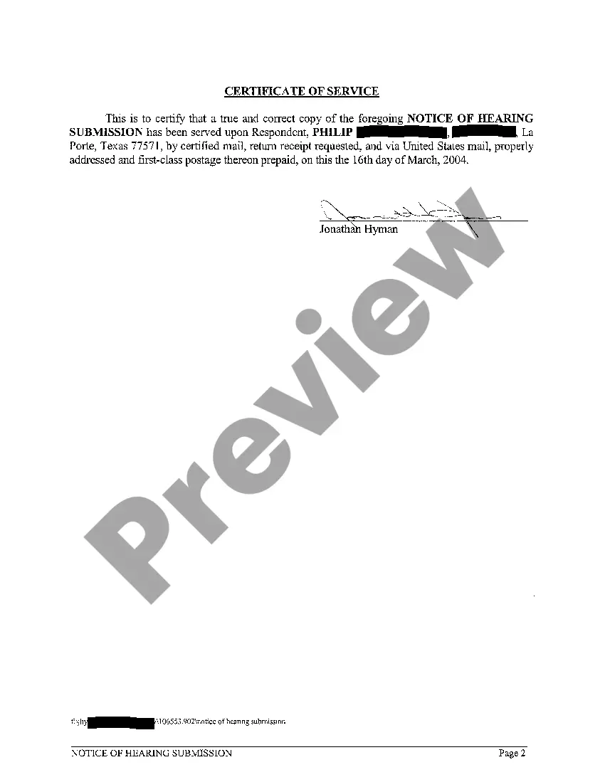 Get A03 Notice of Hearing Submission Preview A03 Notice of Hearing Submission