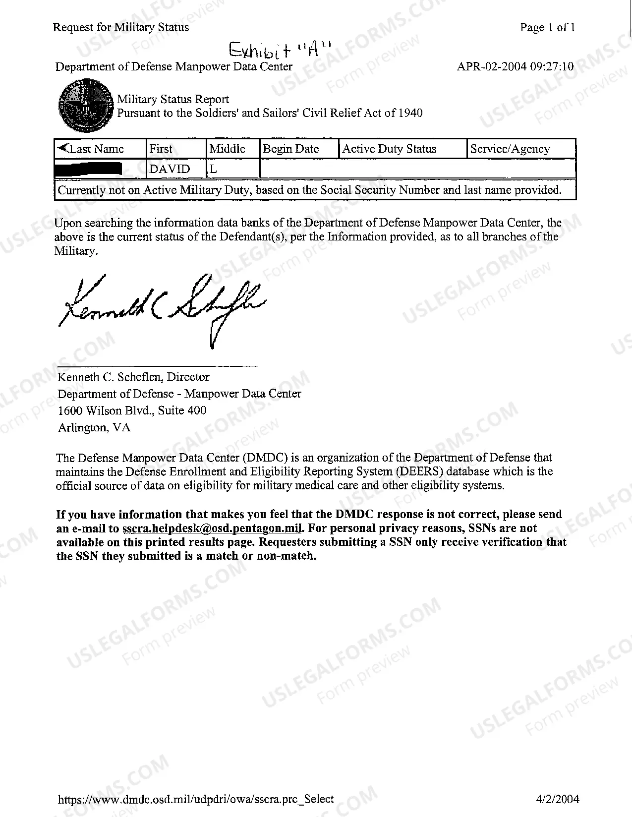 Preview A03 Non-Military Affidavit