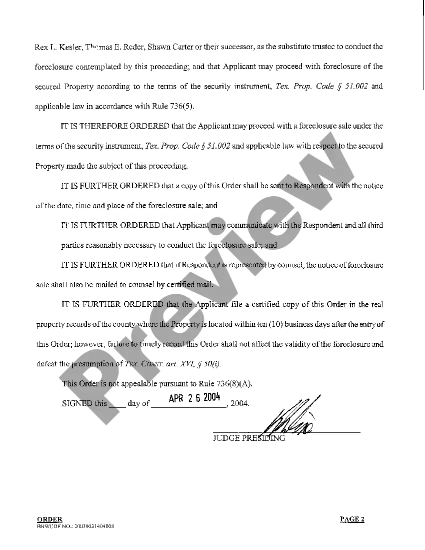 Preview A04 Home Equity Foreclosure Order