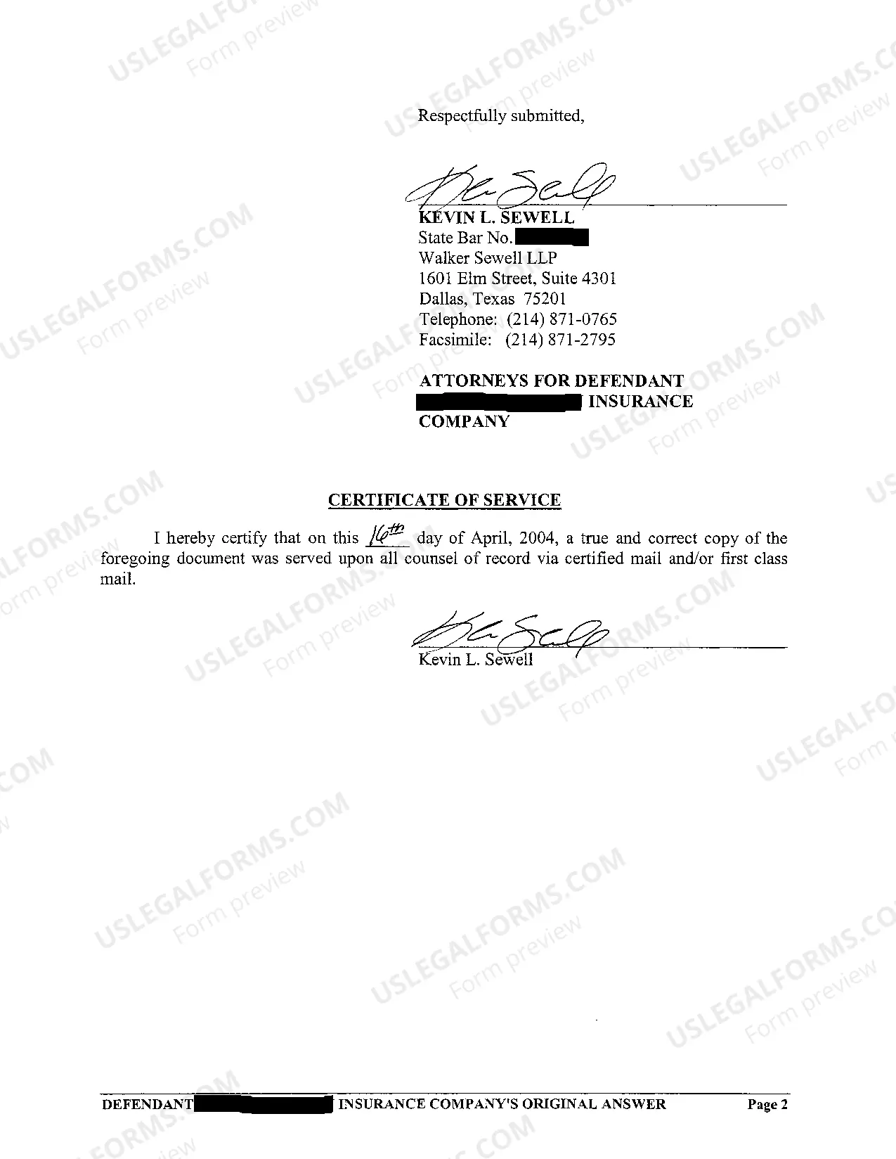 Preview A02 Defendants Answer and General Denial