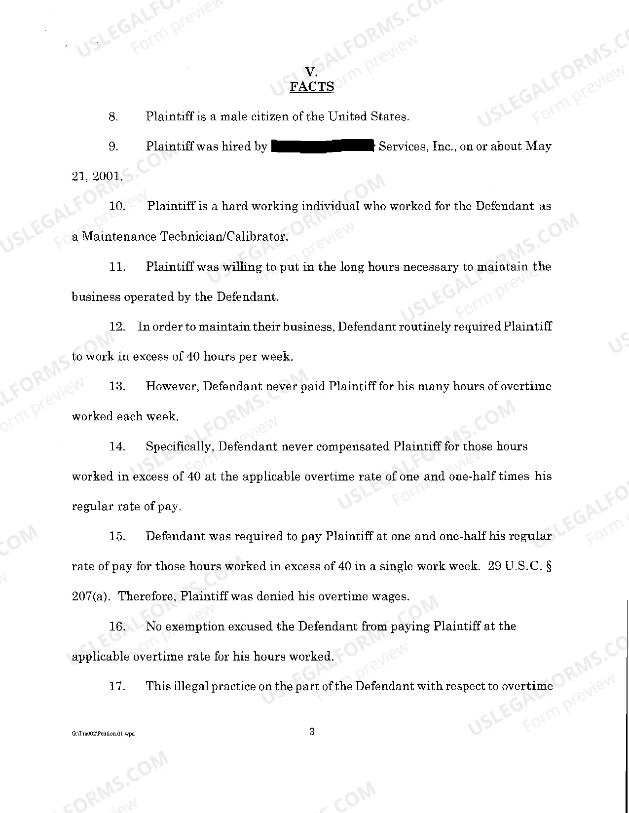 Preview A01 Plaintiffs Original Petition regarding Retaliatory Discharge and Overtime Pay