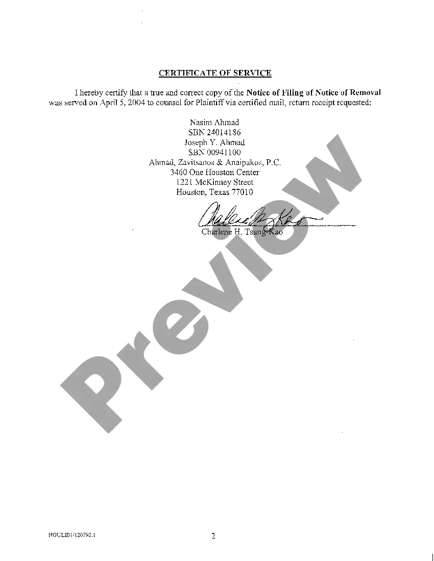 Preview A03 Notice of Filing of Notice of Removal