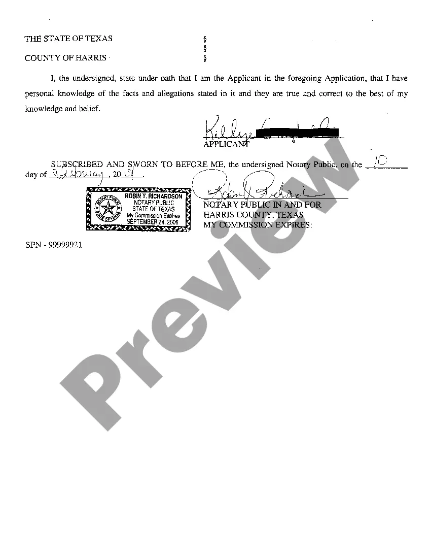 Preview A01 Application For Protective Order regarding Domestic Violence