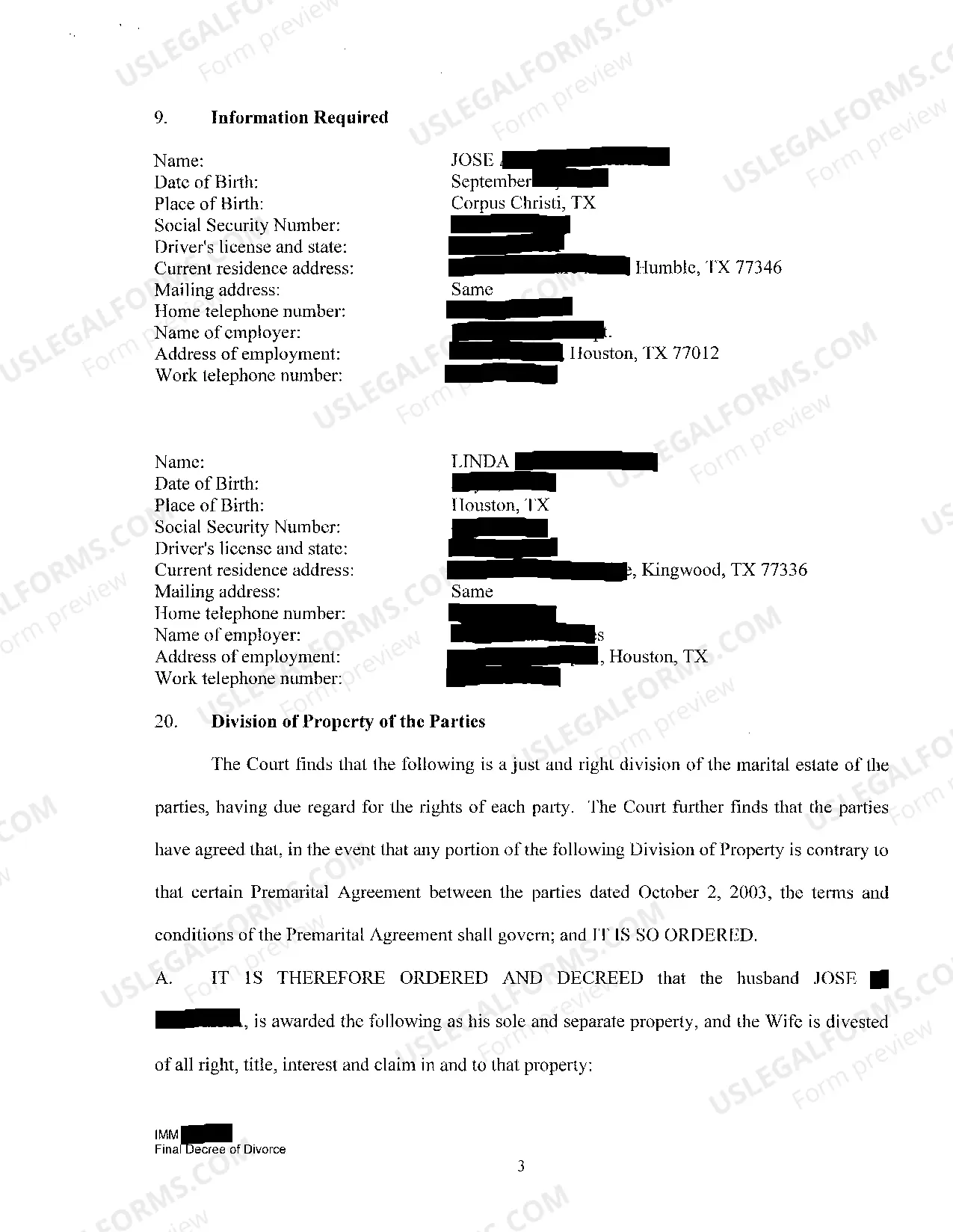 Preview A02 Final Decree of Divorce