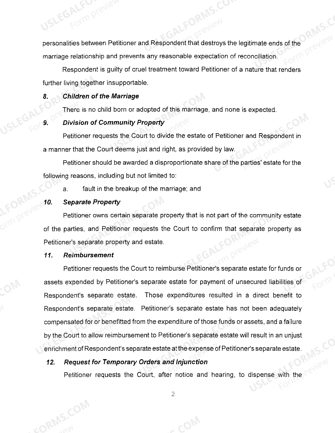 Preview A01 Original Petition For Divorce