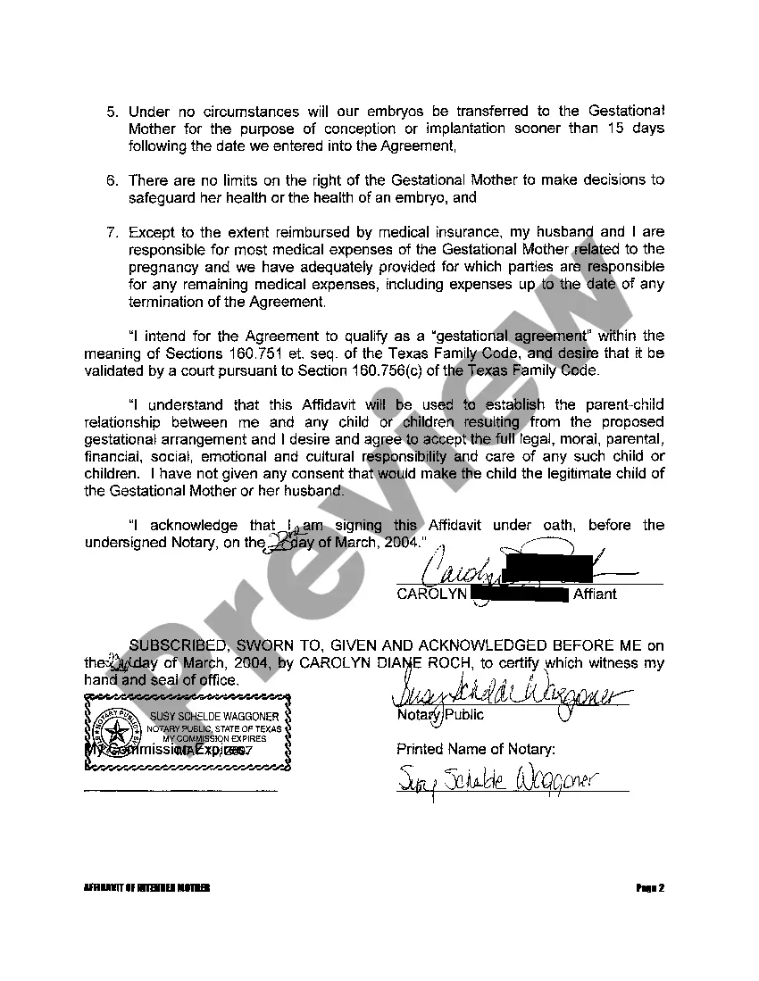 Preview A08 Exhibit B Affidavit of Intended Mother