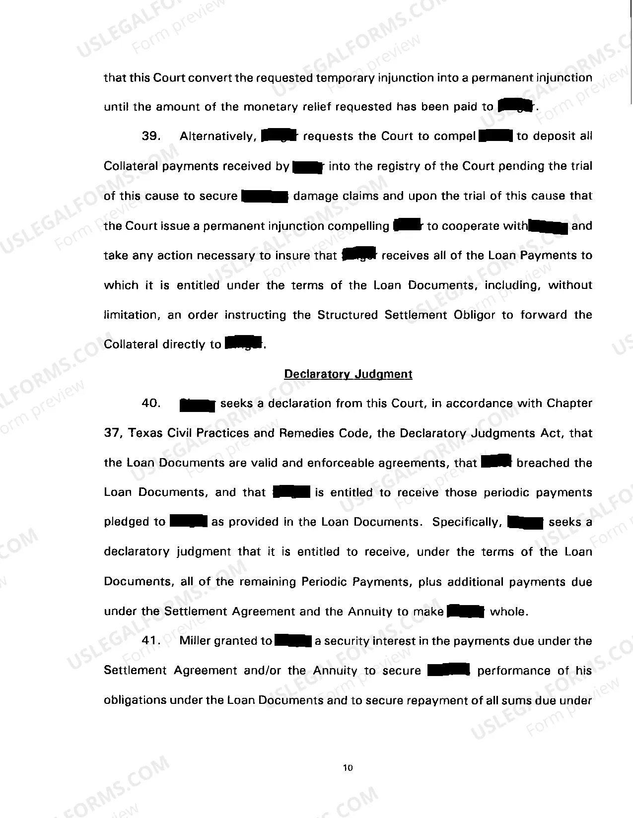 Preview A01 Plaintiffs Original Petition for Nonpayment of Structured Settlement