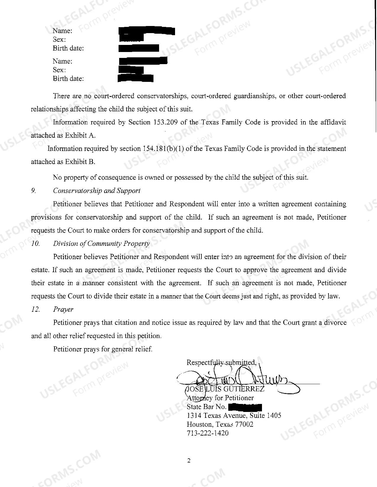 Preview A01 Original Petition For Divorce