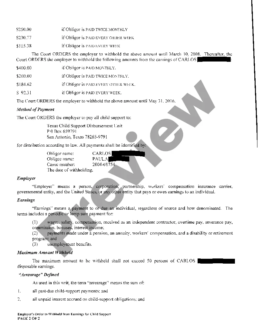 Preview A04 Employers Order To Withhold From Earnings