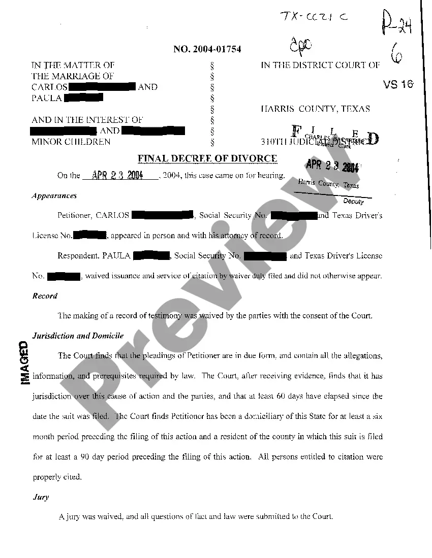 Texas Final Decree Of Divorce Tdhhs US Legal Forms