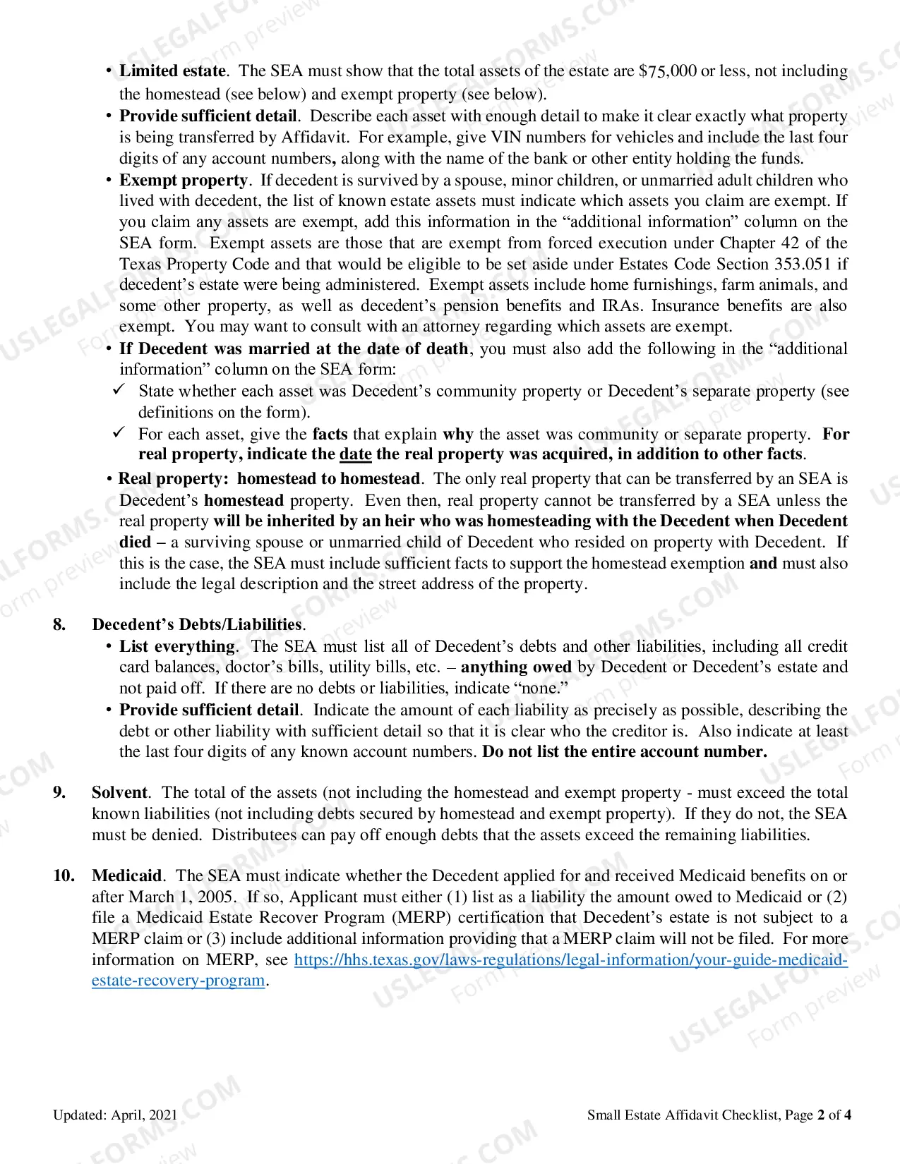 Preview Small Estate Affidavit Checklist