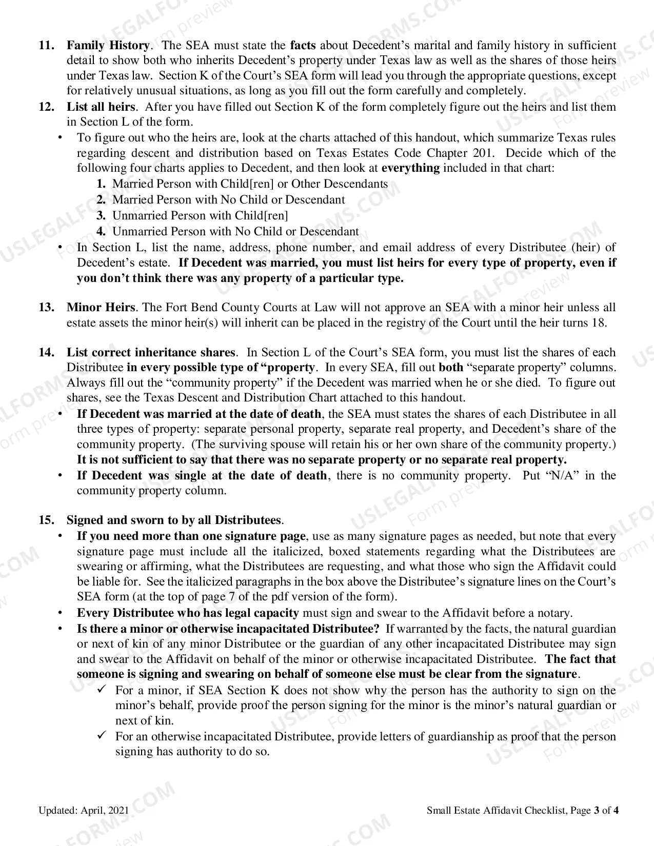 Preview Small Estate Affidavit Checklist