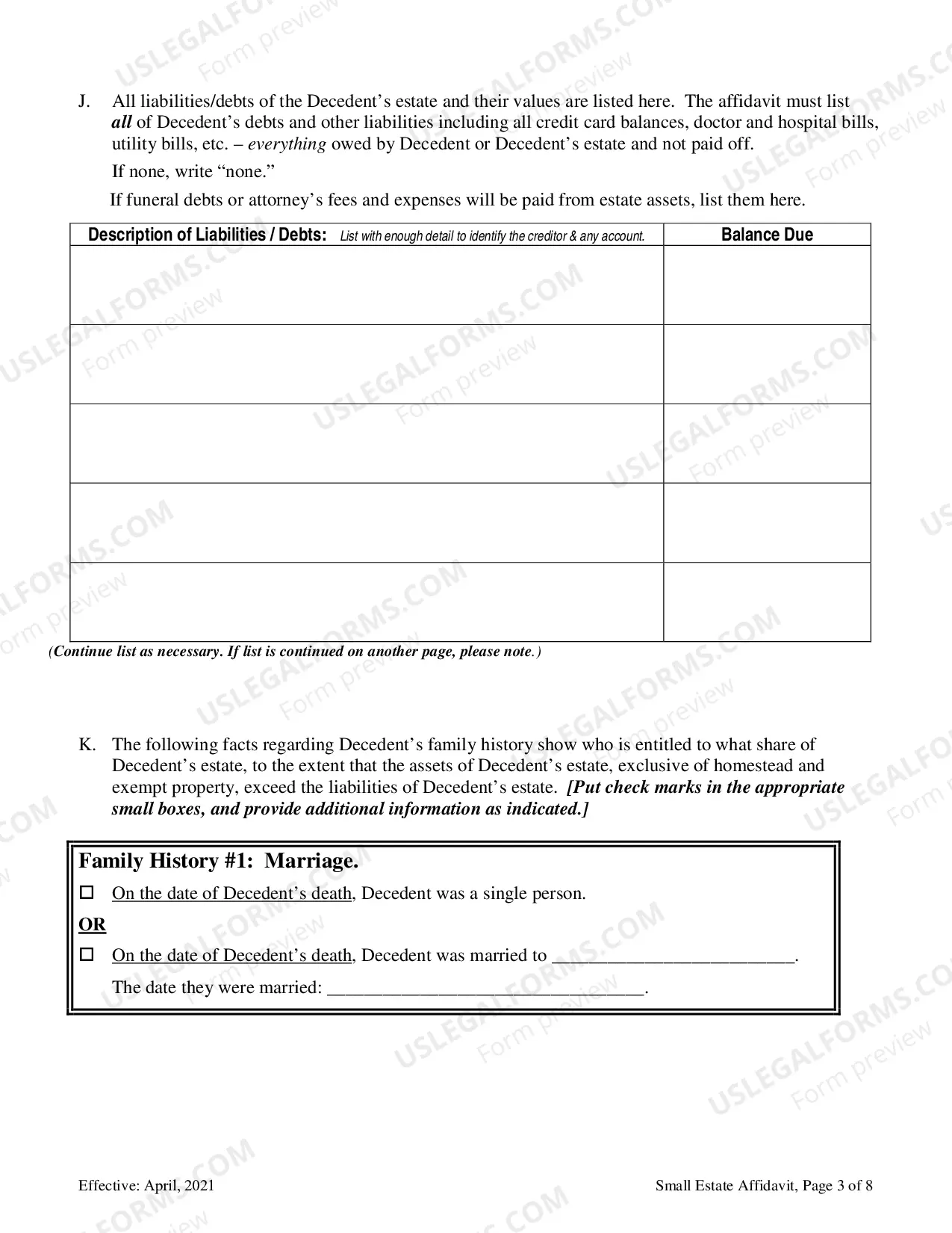 Preview Small Estate Affidavit Form - Order Included