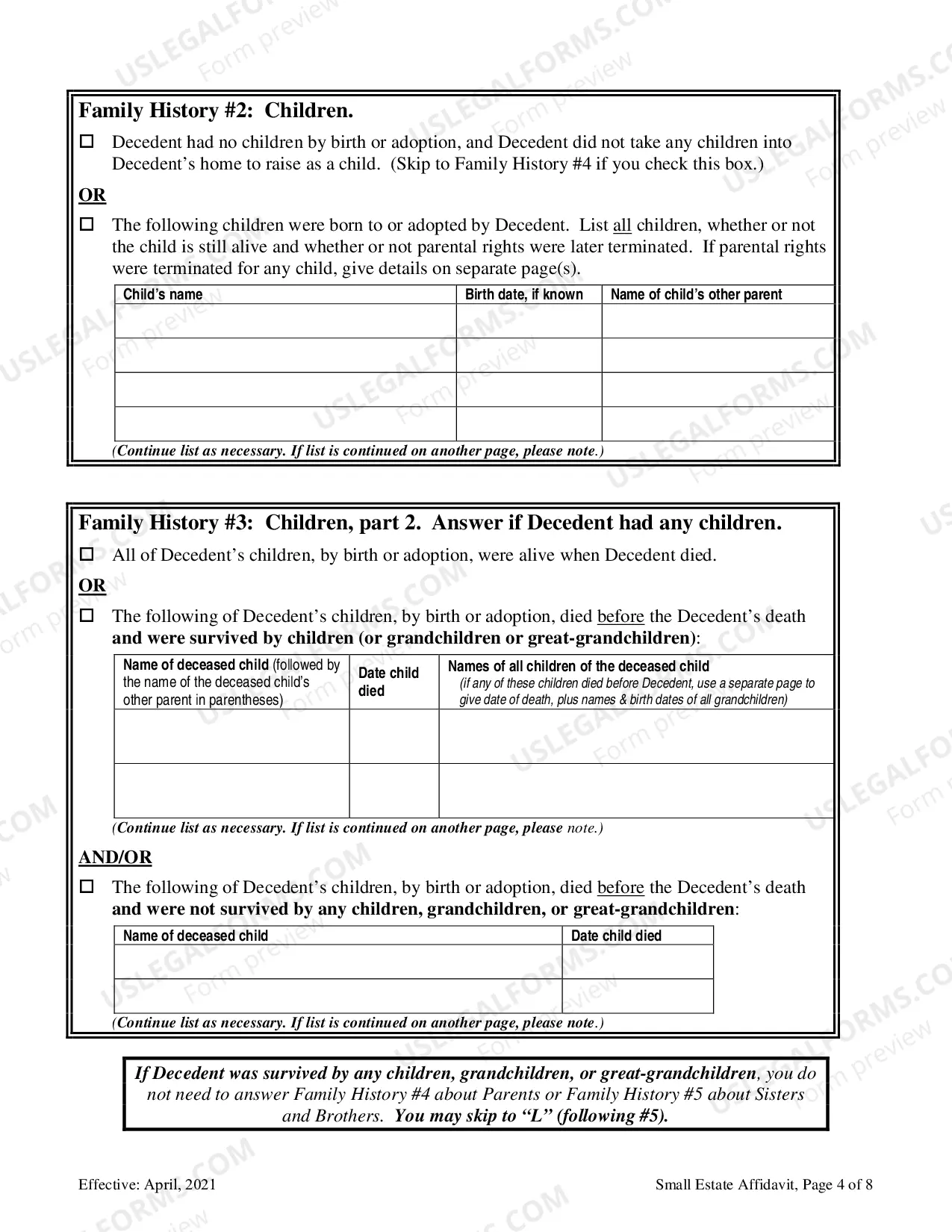 Preview Small Estate Affidavit Form - Order Included