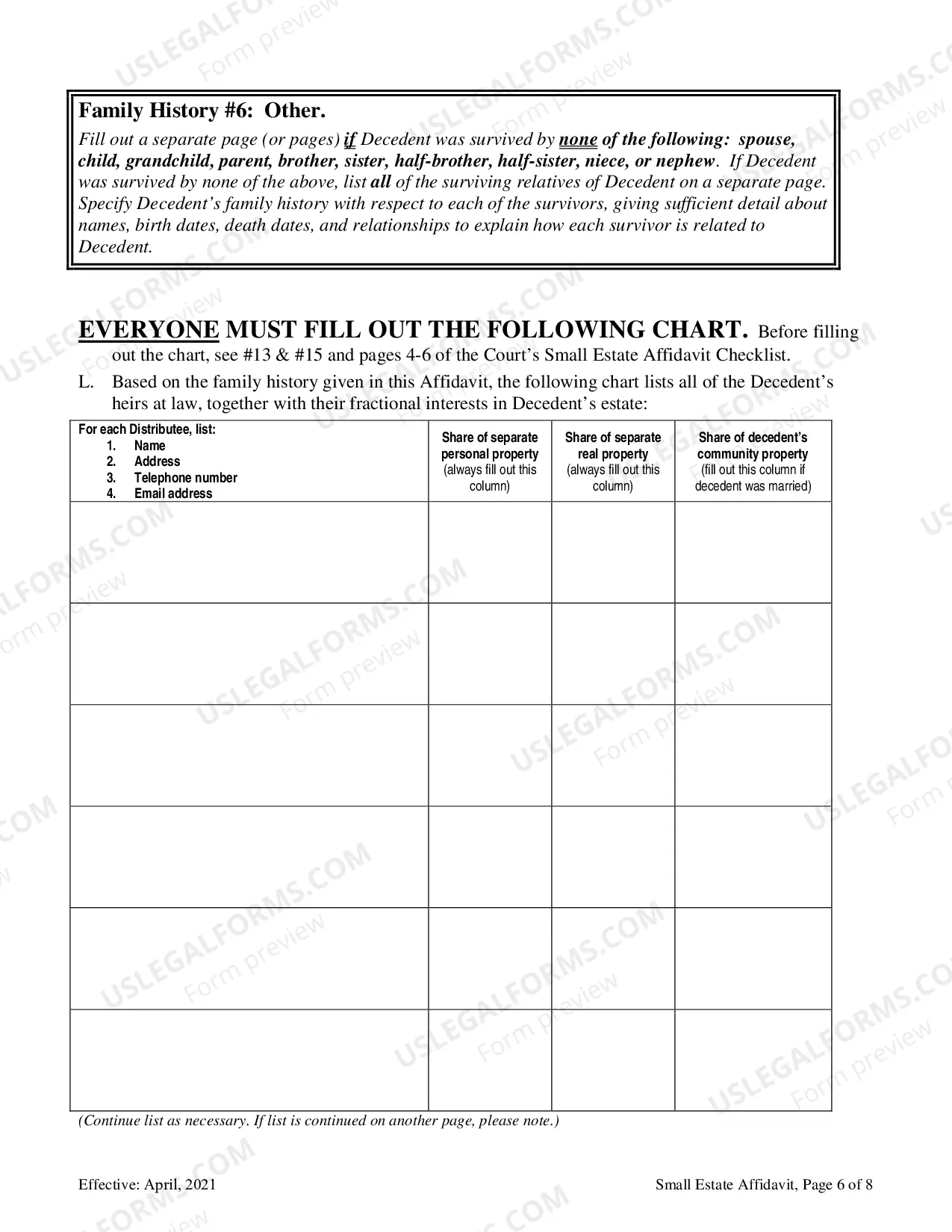 Preview Small Estate Affidavit Form - Order Included