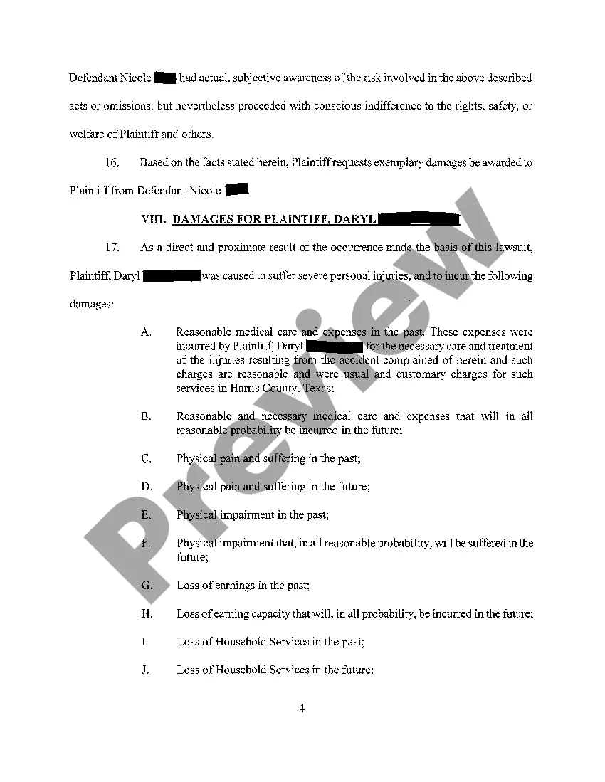 Preview A01 Plaintiffs Original Petition for Automobile Motor Vehicle Accident