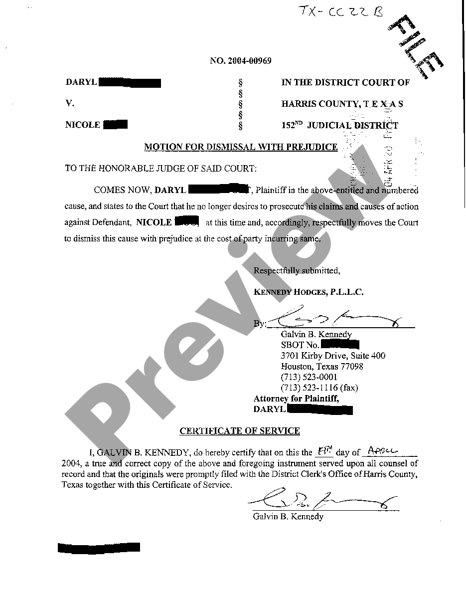 Travis Texas Motion For Dismissal With Prejudice Motion To Dismiss