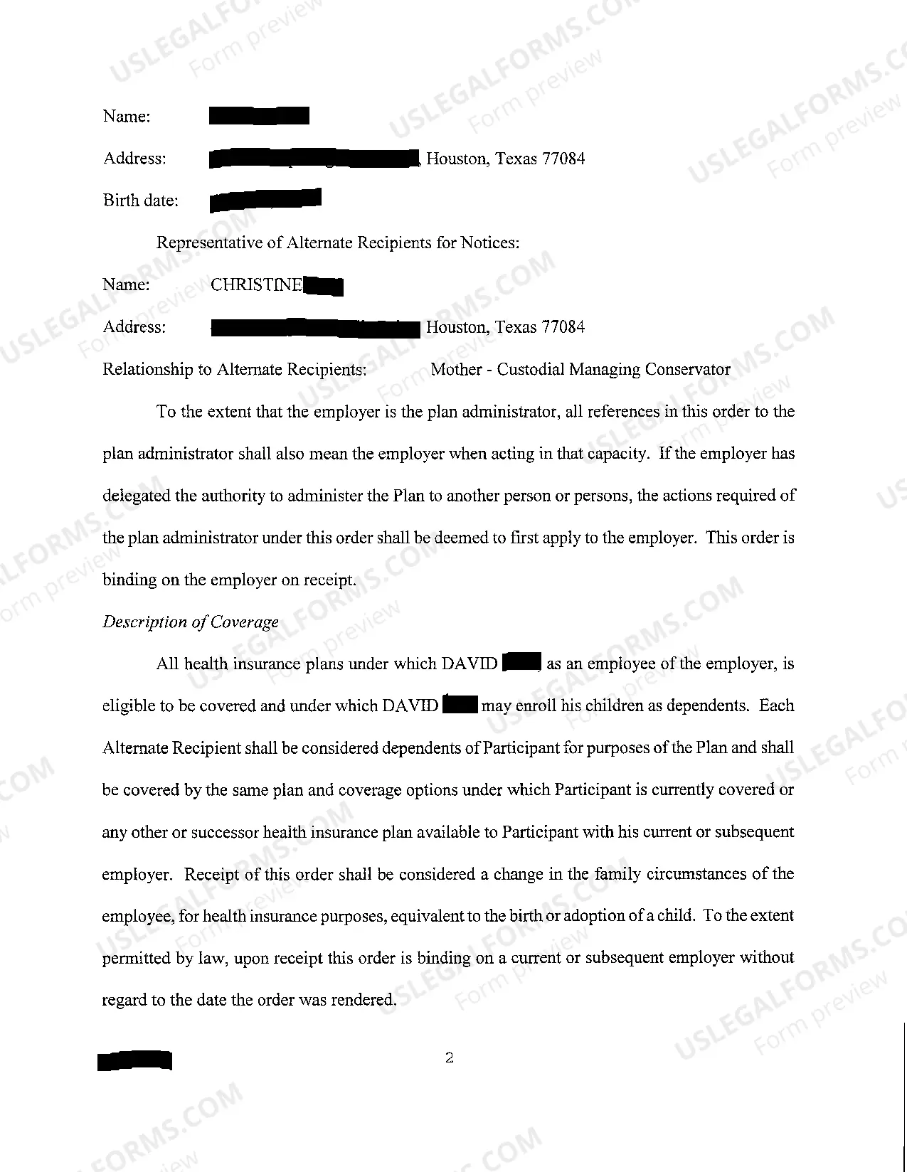 Preview A04 Medical Child Support Order