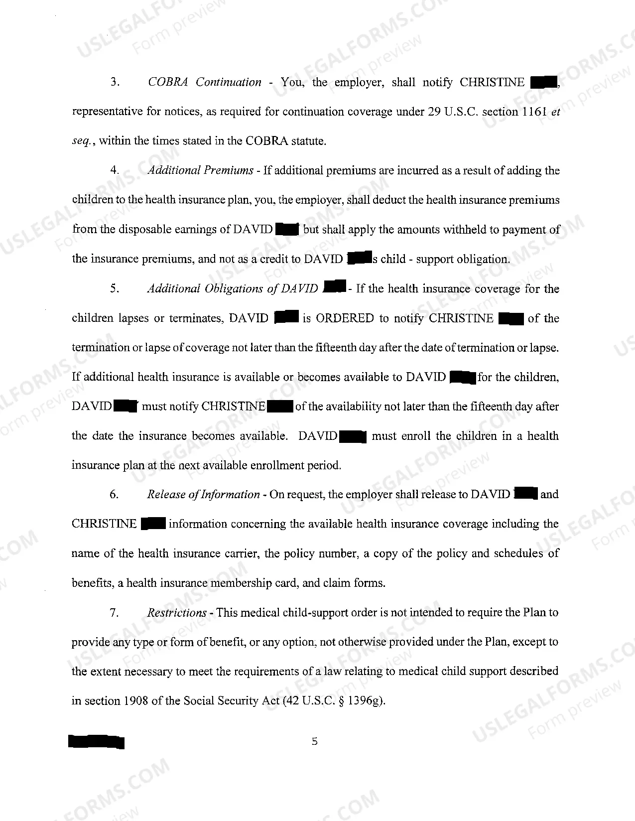 Preview A04 Medical Child Support Order