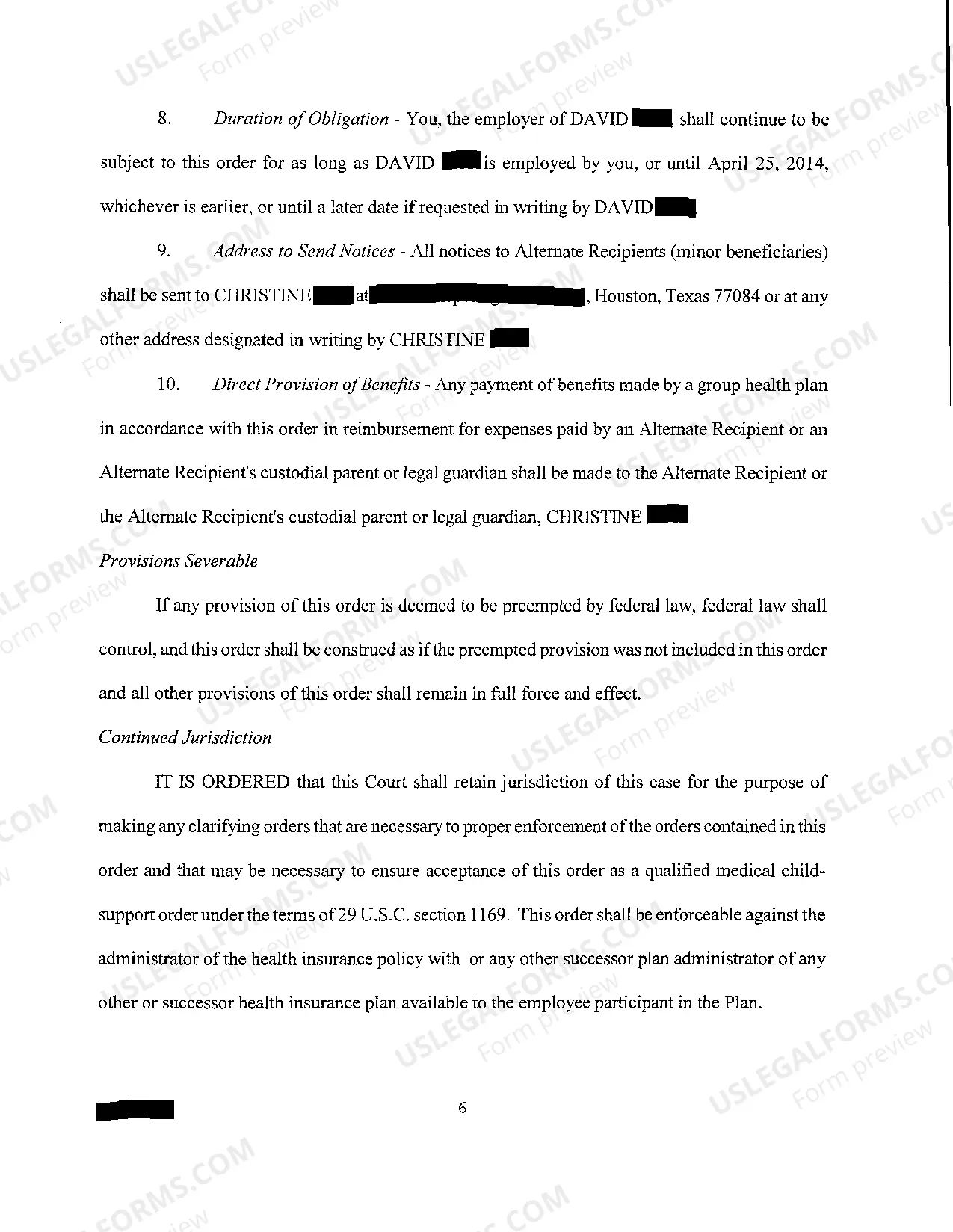 Preview A04 Medical Child Support Order