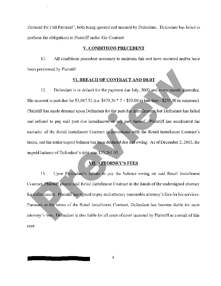 Get A01 Plaintiffs Original Petition for Foreclosure on Mobile Home Preview A01 Plaintiffs Original Petition for Foreclosure on Mobile Home