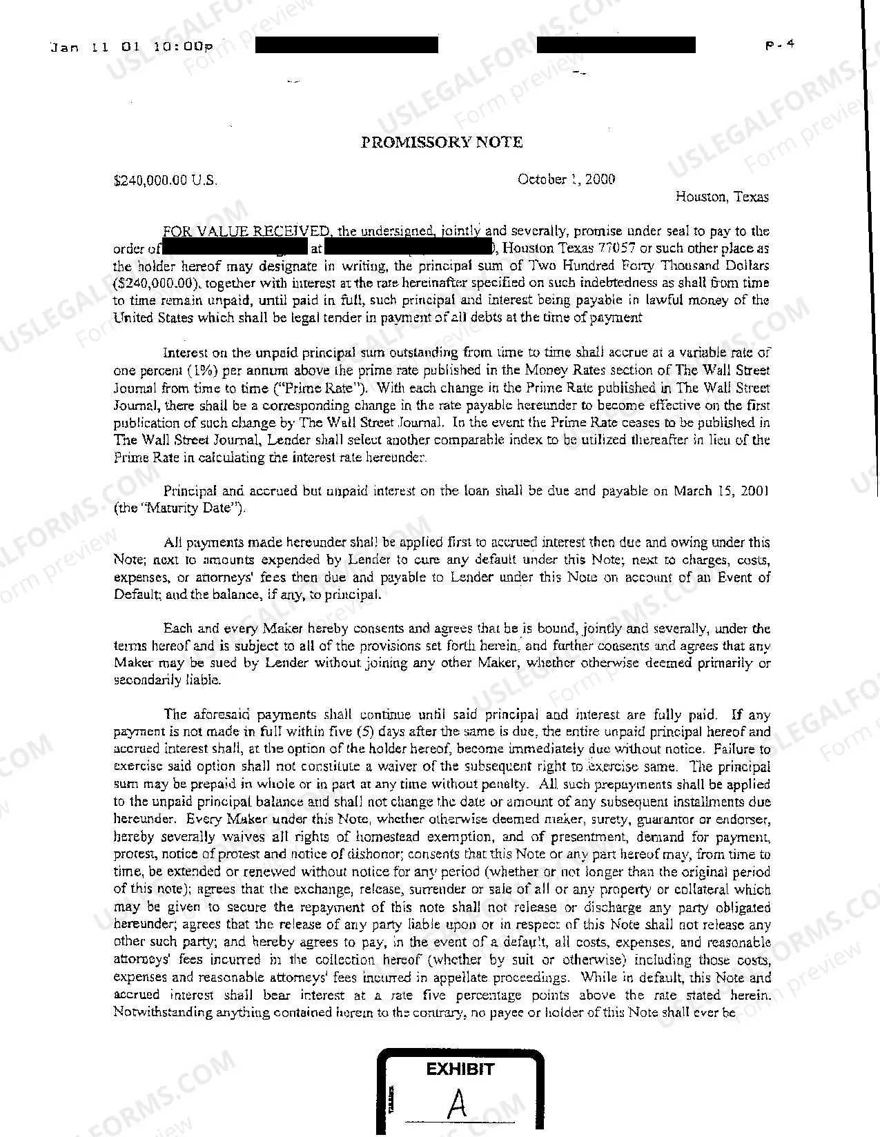 Preview A01 Plaintiffs Original Petition for Breach of Promissory Note