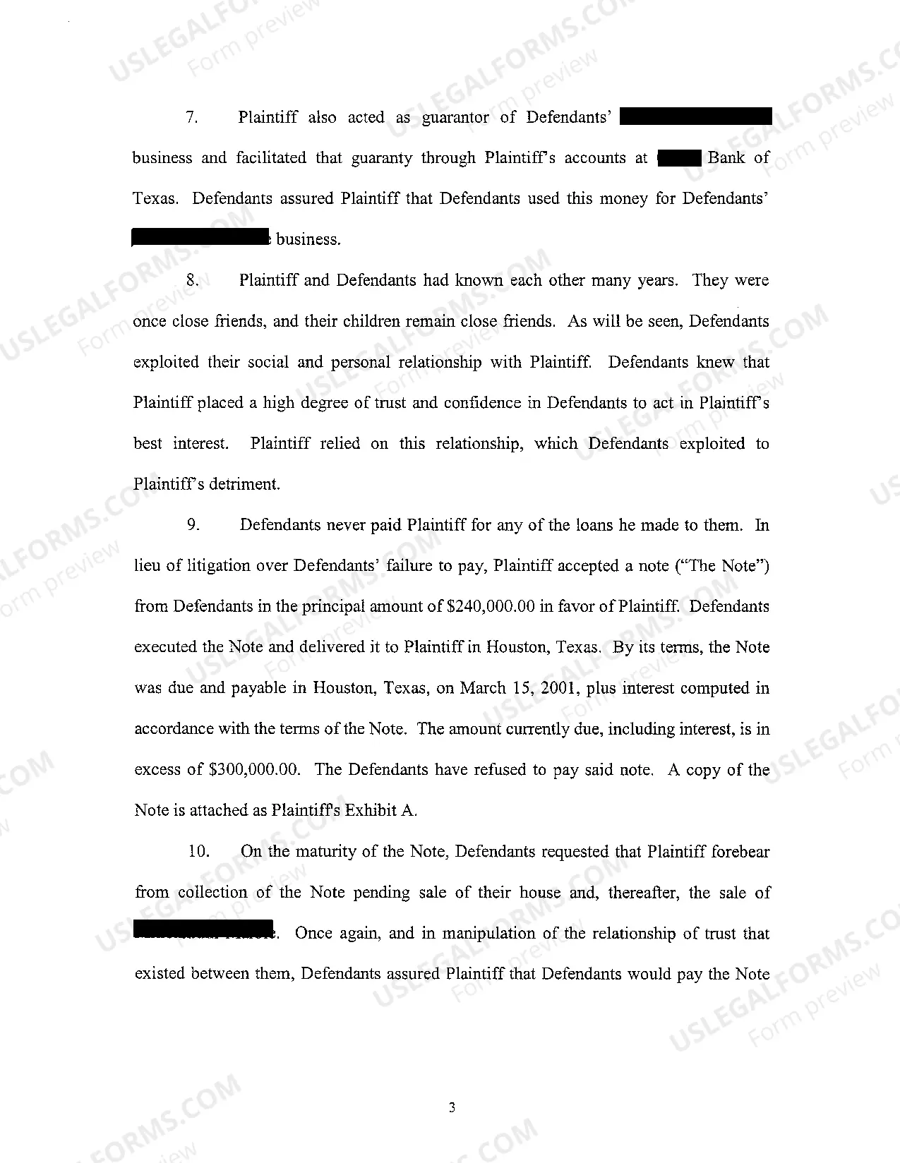 Preview A01 Plaintiffs Original Petition for Breach of Promissory Note