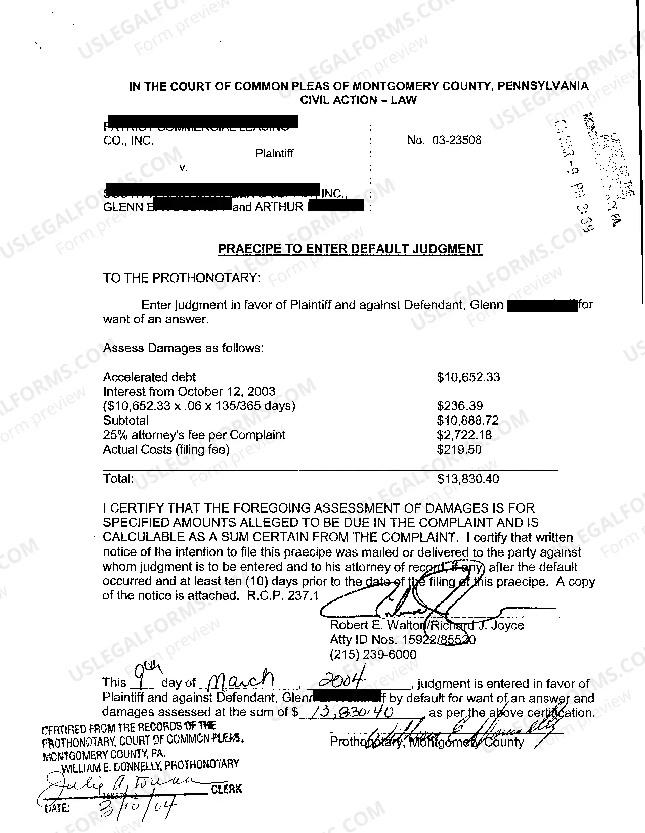 Preview A01 Praecipe To Enter Default Judgment