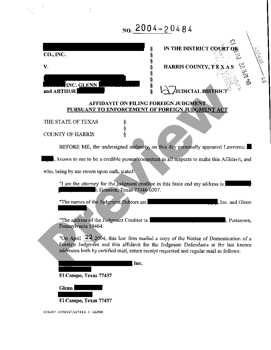 Dallas Texas Notice Of Domestication Of A Foreign Judgment Texas Foreign Judgment Forms Us 8839