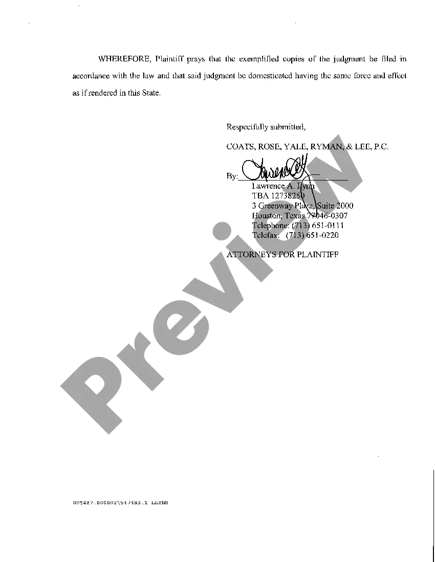 Preview A02 Notice of Domestication of A Foreign Judgment