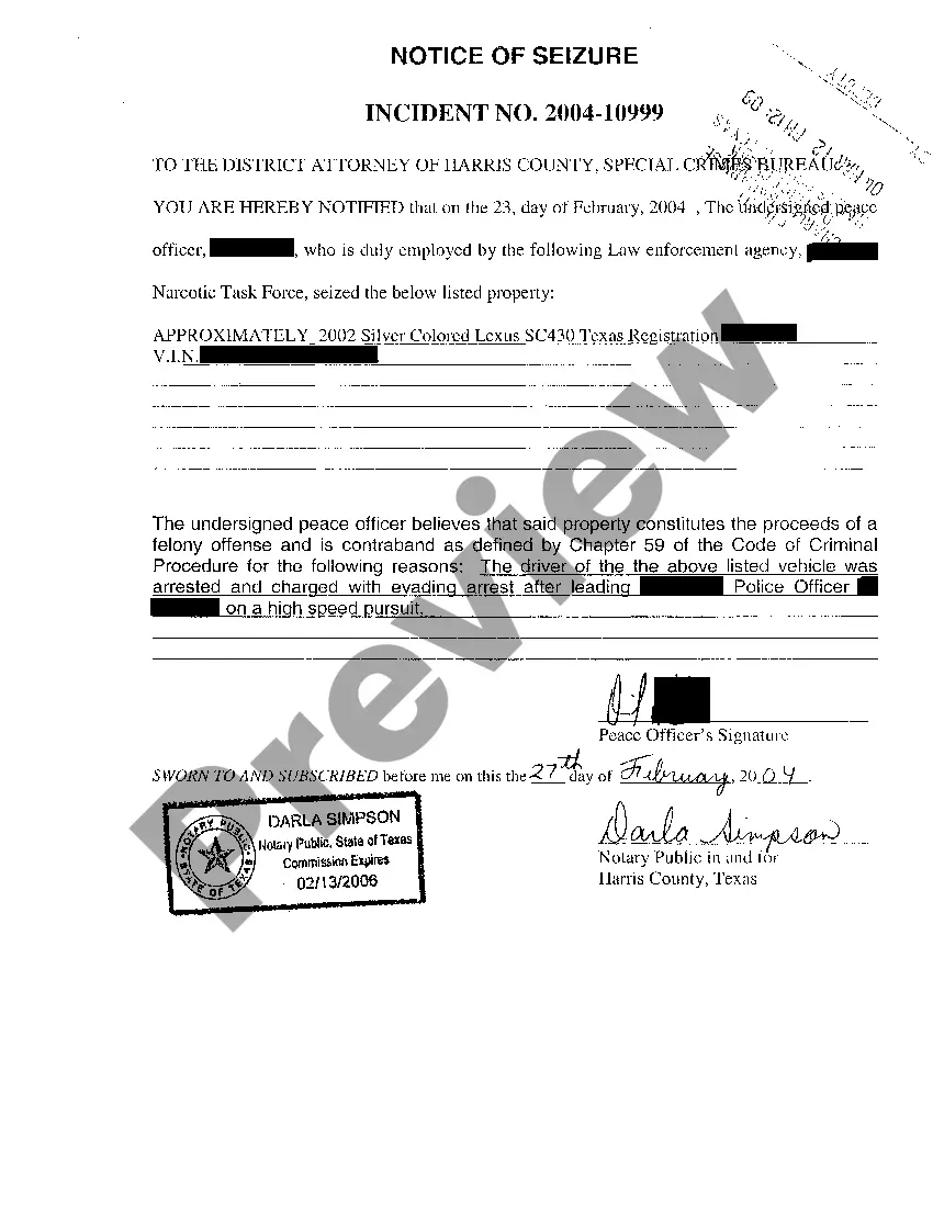 Get A01 Plaintiffs Notice of Seizure and Intended Forfeiture Preview A01 Plaintiffs Notice of Seizure and Intended Forfeiture